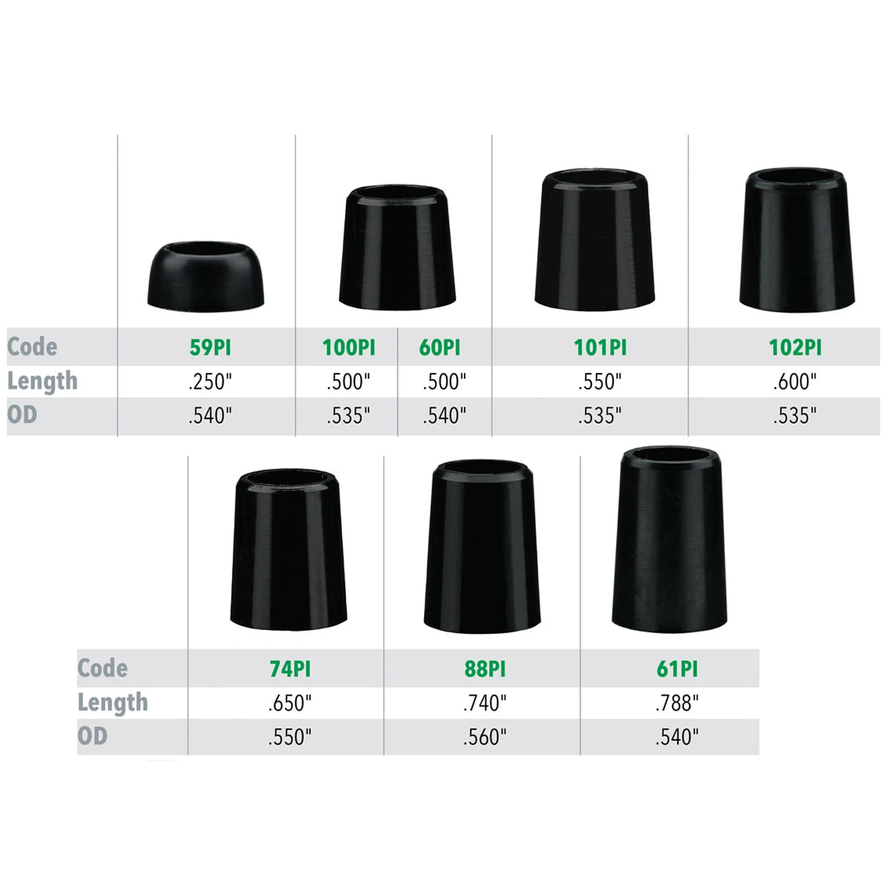 .370" Parallel Iron Ferrules - Black 3 .370" Parallel Iron Ferrules - Black